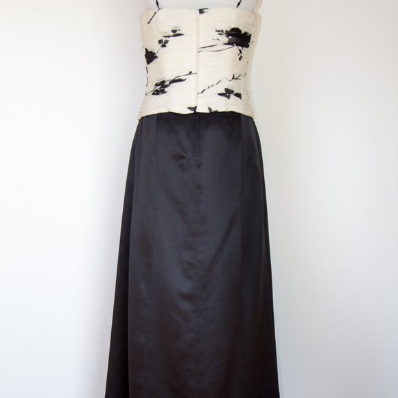 CARLISLE Top Skirt Set Black Ehite Print Dress Evening Cocktail Formal Sz 6 - Picture 2 of 6